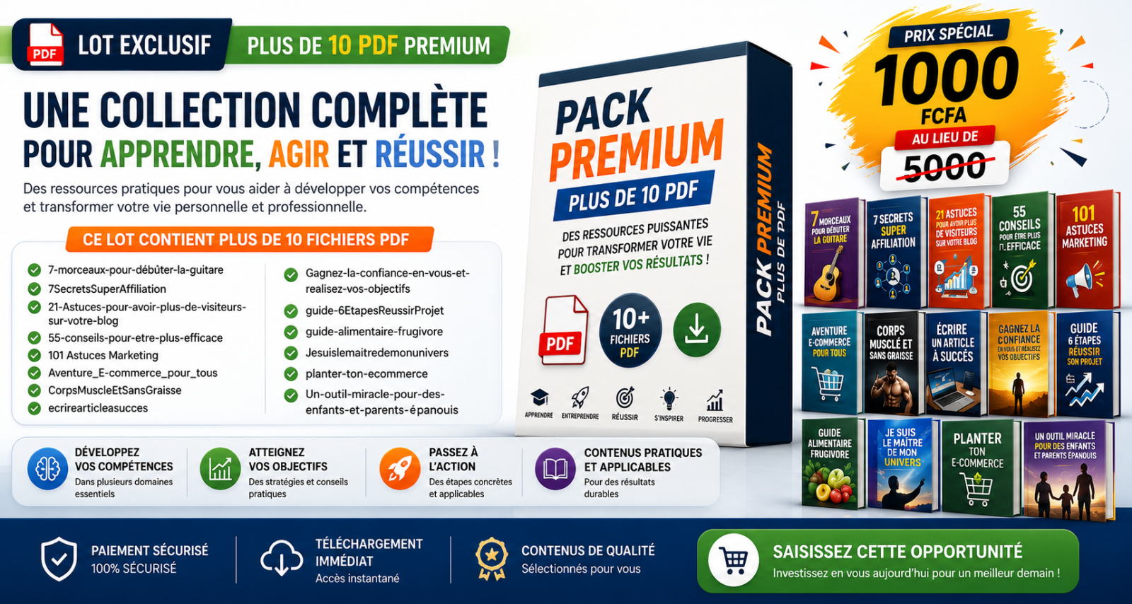 📚 La Grande Bibliothèque Digitale – Pack Ultime de 10 E-books Premium (Avec Droits de Revente !)