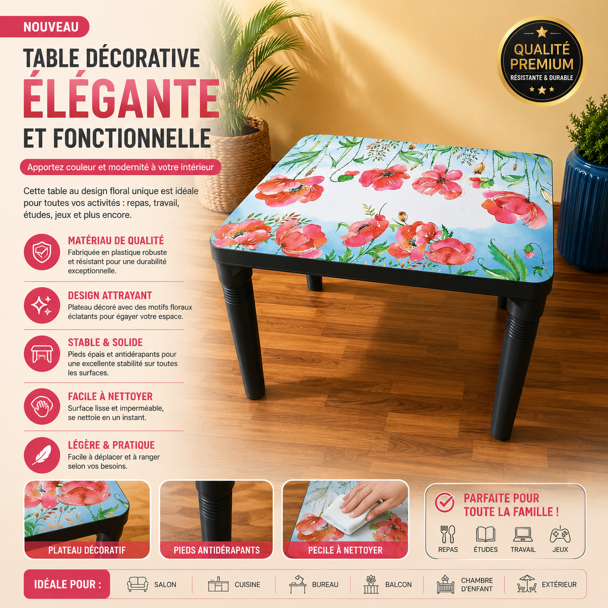Une table polyvalente pour toute la famille.