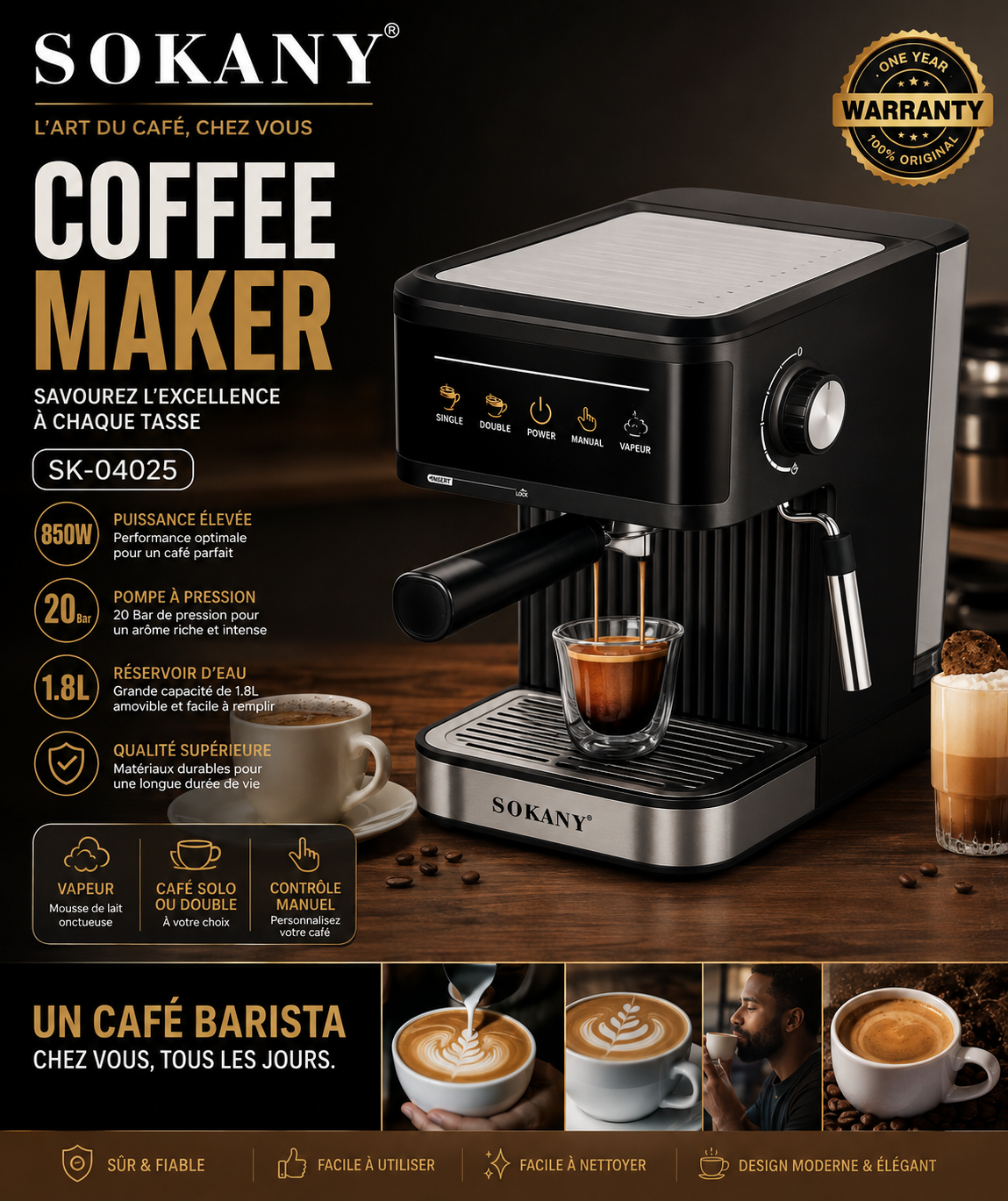 SOKANY SK-04025, le café barista directement chez vous.