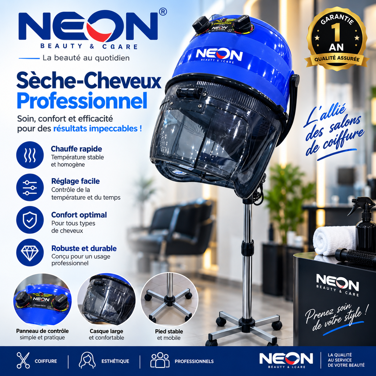 Sèche-Cheveux Professionnel NEON : Performance et Confort pour vos Cheveux