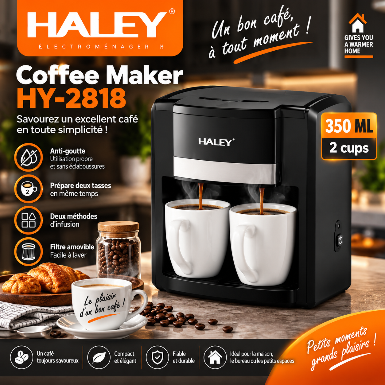 Haley HY-2818, le plaisir d’un café savoureux à tout moment !